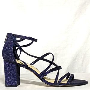 NEW Jessica Simpson Womens Stassey Heel Sandal Pump blue glitter